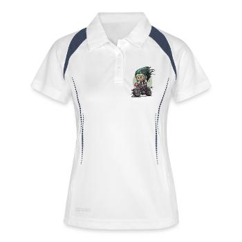 Zombie-Biker auf Halloween-Motorrad - Frauen Polo atmungsaktiv - Weiß/Navy - Vorne