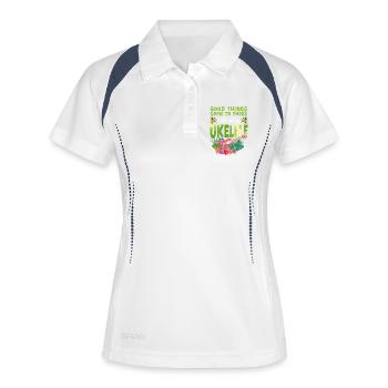 Ukulélé hawaïen Uke Bonnes choses - Polo respirant Femme - blanc/marine - Devant