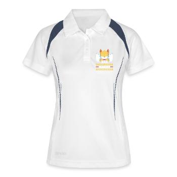 Shlafshirt Hund Katze Das Dickerchen Macht Nickerc - Frauen Polo atmungsaktiv - Weiß/Navy - Vorne