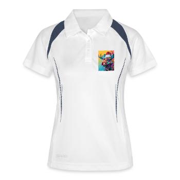 Elch Weihnachten Porträt - Frauen Polo atmungsaktiv - Weiß/Navy - Vorne