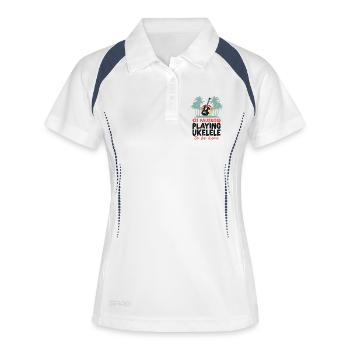 Ukulélé hawaïen uke I Arrêté - Polo respirant Femme - blanc/marine - Devant