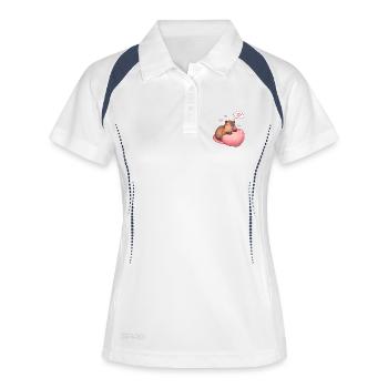 Schlafendes Capybara – Cozy Herzmotiv - Frauen Polo atmungsaktiv - Weiß/Navy - Vorne