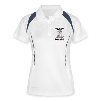Es ist mir egal, ich bin ein Geschenkotter - Frauen Polo atmungsaktiv - Weiß/Navy - Vorne