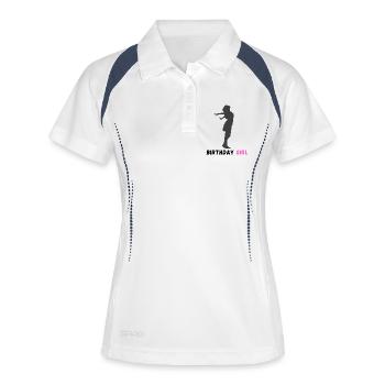 Fille d’anniversaire - Polo respirant Femme - blanc/marine - Devant
