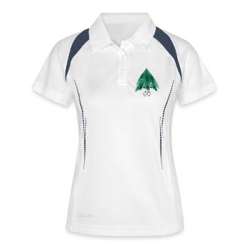 Niedliche Pinguine unterm Weihnachtsbaum  - Frauen Polo atmungsaktiv - Weiß/Navy - Vorne