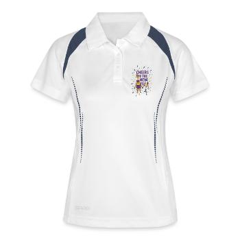 Prost auf die Neujahrsfeier - Frauen Polo atmungsaktiv - Weiß/Navy - Vorne