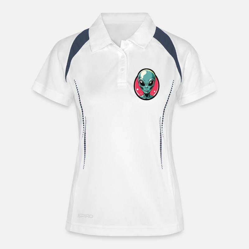 Neon Alien Head Portrait - Women's Polo breathable - white/navy