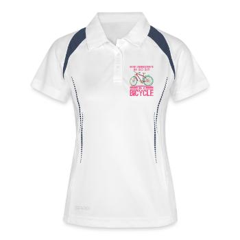 Never Underestimate an Old Guy On A Bicycle  - Frauen Polo atmungsaktiv - Weiß/Navy - Vorne