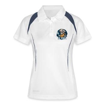 St Pauli Hamburg Paulianer Totenkopf Hafen Kapitän - Frauen Polo atmungsaktiv - Weiß/Navy - Vorne
