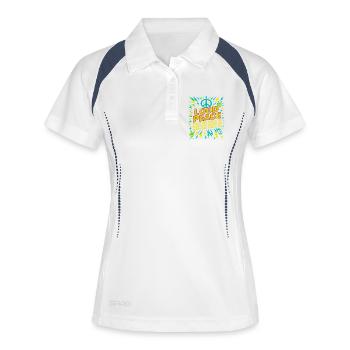peace zeichen shirt, festival vibes - Frauen Polo atmungsaktiv - Weiß/Navy - Vorne
