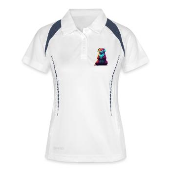 Otter Spiele Tier Videospiele Lustige Otter - Frauen Polo atmungsaktiv - Weiß/Navy - Vorne