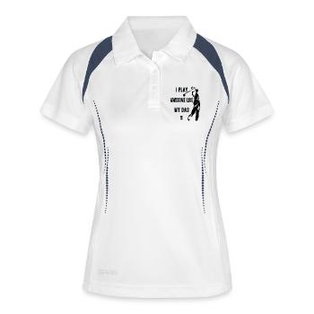 Je joue au golf super bien comme mon père - Polo respirant Femme - blanc/marine - Devant