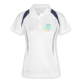 N’abandonnez jamais – Un design de texte inspirant - Polo respirant Femme - blanc/marine - Devant