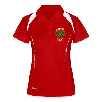 Love You Heart, cadeau romantique - Polo respirant Femme - rouge/blanc - Devant