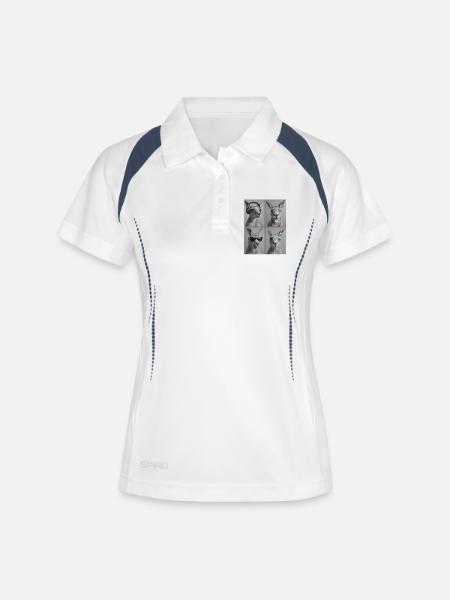 känguru - Frauen Polo atmungsaktiv - Weiß/Navy
