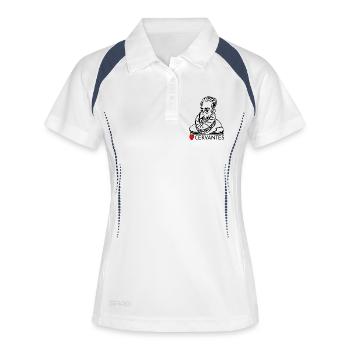Porträt Ich liebe Cervantes - Frauen Polo atmungsaktiv - Weiß/Navy - Vorne