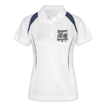Bier Spruch Leber Überstunden Trinkspaß - Frauen Polo atmungsaktiv - Weiß/Navy - Vorne