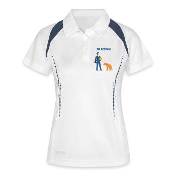 Sir Postman contre Chien : Héros de livraison supérieur - Polo respirant Femme - blanc/marine - Devant