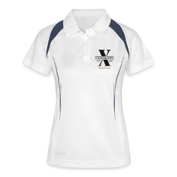  Generation X  We Don’t Care - Frauen Polo atmungsaktiv - Weiß/Navy - Vorne