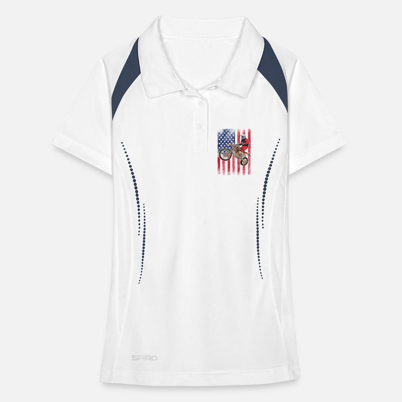 Drapeau américain du vélo de cross, Polo respirant Femme
