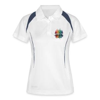 Bäume, Wald, Natur, Wildnis, Outdoor, Reflexion - Frauen Polo atmungsaktiv - Weiß/Navy - Vorne