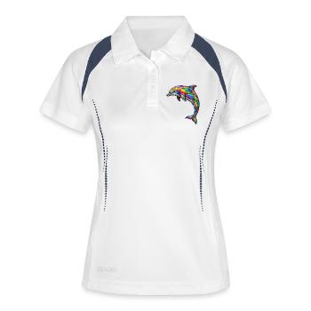 Colorful Mosaic Dolphin Abstract Ocean Art Design - Women's Polo breathable - white/navy - Front