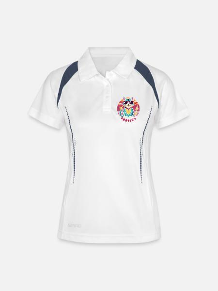 Cool cat with sunglasses - Women's Polo breathable - white/navy