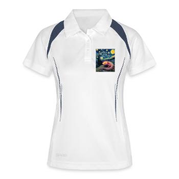 Nuit étoilée de l’Axolotl Van Gogh - Polo respirant Femme - blanc/marine - Devant