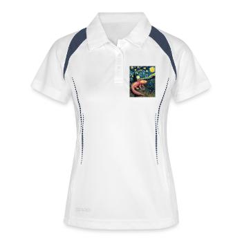 Nuit étoilée de l’Axolotl Van Gogh - Polo respirant Femme - blanc/marine - Devant