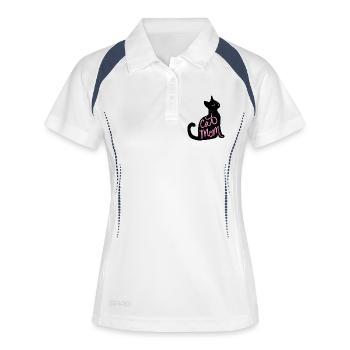 Cat Mom Neon-Schrift - Frauen Polo atmungsaktiv - Weiß/Navy - Vorne