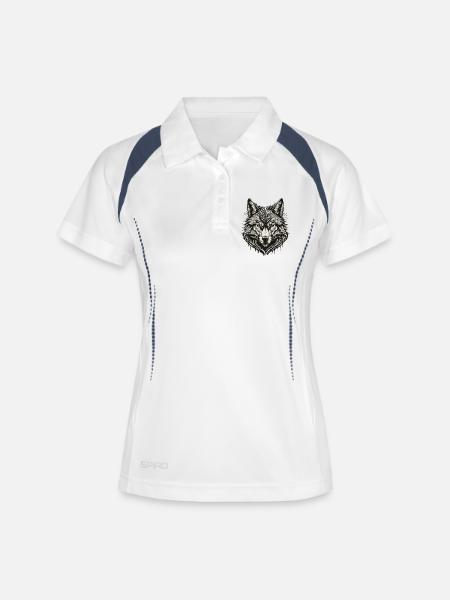 Wolf Head Ink Engraved - Women's Polo breathable - white/navy