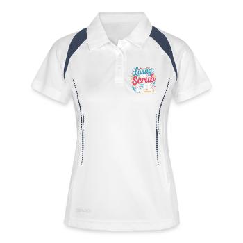 Living the Scrub Life - Frauen Polo atmungsaktiv - Weiß/Navy - Vorne