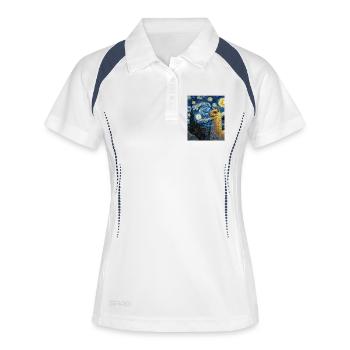 Lama Van Gogh Nuit étoilée - Polo respirant Femme - blanc/marine - Devant