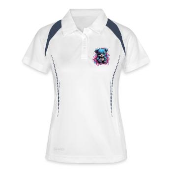 Blauer Kuschelbär Graffiti Pop - Frauen Polo atmungsaktiv - Weiß/Navy - Vorne