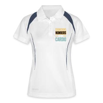 Crunching Numbers - Cardio Finanzhumor - Frauen Polo atmungsaktiv - Weiß/Navy - Vorne