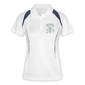 5 ans de service - traite avec douceur - collègue - Polo respirant Femme - blanc/marine - Devant