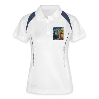 Löwe Van Gogh - Frauen Polo atmungsaktiv - Weiß/Navy - Vorne