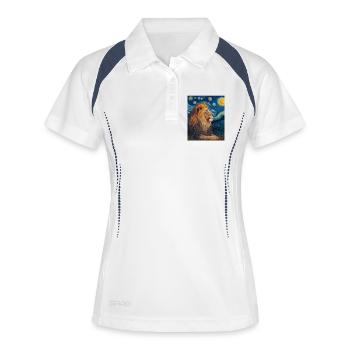Löwe Van Gogh - Frauen Polo atmungsaktiv - Weiß/Navy - Vorne