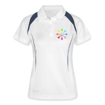 Hawaiian Ukulele Uke Rainbow - Frauen Polo atmungsaktiv - Weiß/Navy - Vorne