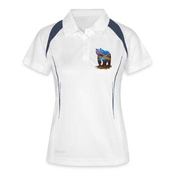 Wander Bear Mountains Lake Retro Nature Design - Women's Polo breathable - white/navy - Front