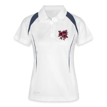 Roses dans le style néon-noir - Polo respirant Femme - blanc/marine - Devant