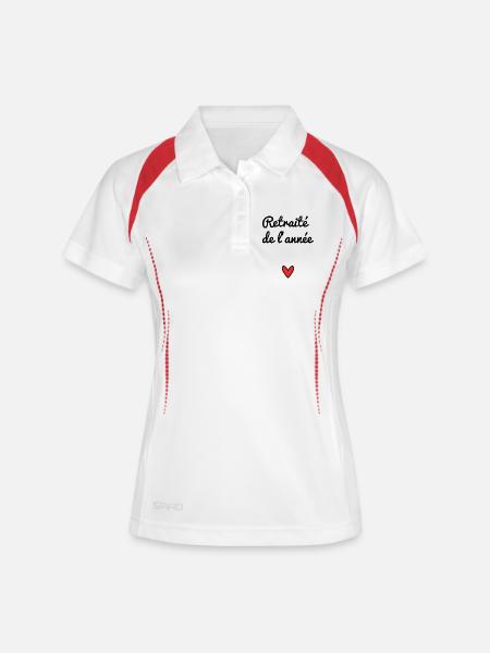 RETRAITE. RETRAITE. RETRAITEE. RETRAITE - Polo respirant Femme - blanc/marine