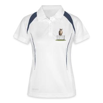 Hibou sur le cadre de but – Match de nuit - Polo respirant Femme - blanc/marine - Devant