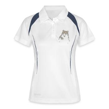 Grizzly Bear Randonnée Camping Ours brun vintage - Polo respirant Femme - blanc/marine - Devant