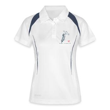 Schwalbenschwanz Raupe mit Kanji Stempel - Frauen Polo atmungsaktiv - Weiß/Navy - Vorne