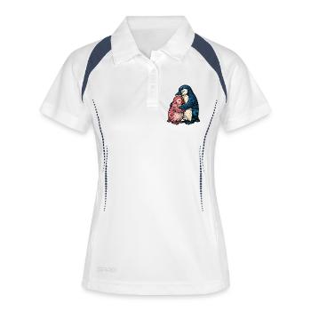Pingouins Câlins : Duo Bleu Rose - Polo respirant Femme - blanc/marine - Devant