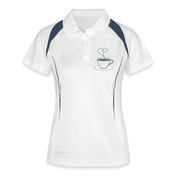 Herzdampf Kaffee Illustration - Frauen Polo atmungsaktiv - Weiß/Navy - Vorne