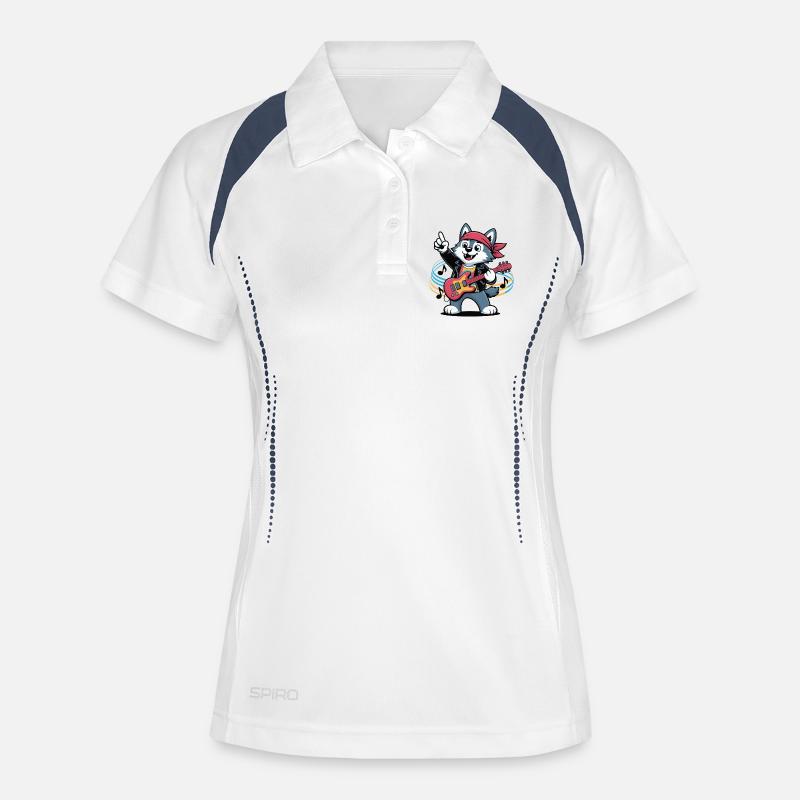 Cat Guitar - Women's Polo breathable - white/navy