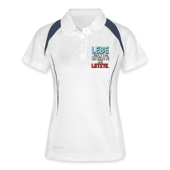 Lebe jeden Tag als wärst du das Letzte - Frauen Polo atmungsaktiv - Weiß/Navy - Vorne