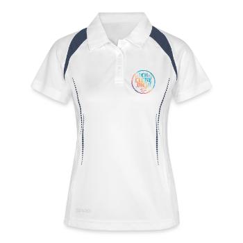 Ich Liebe Dich Spruch Bunt - Frauen Polo atmungsaktiv - Weiß/Navy - Vorne